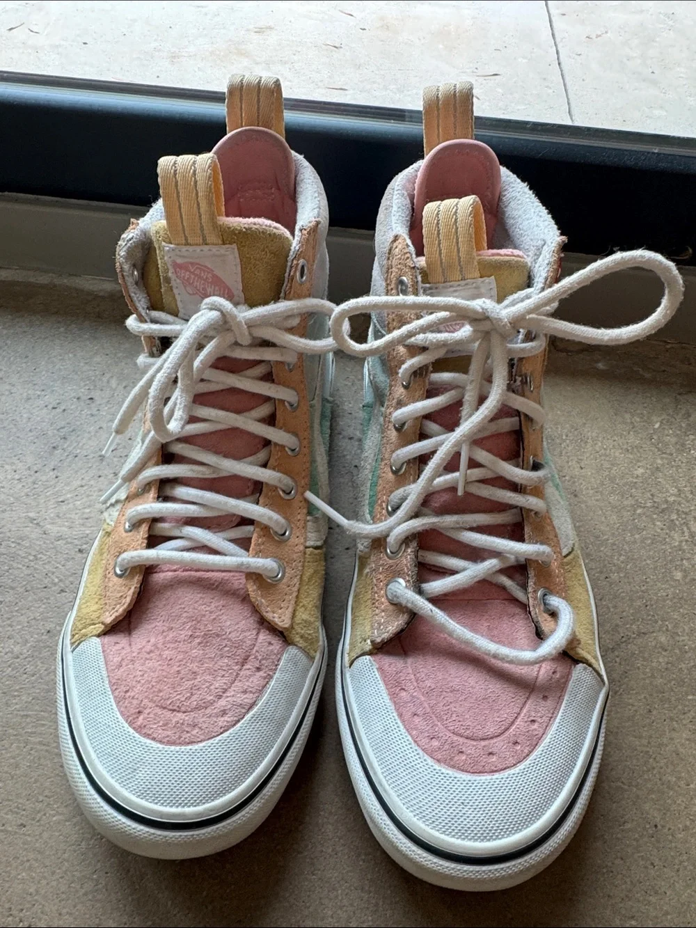 Vans Multi-Color High-Top Sneakers — Pink, Yellow, White